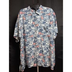 The Foundry Supply Co. 4XL Patriotic USA Flag Hawaiian Button Down Short Sleeve